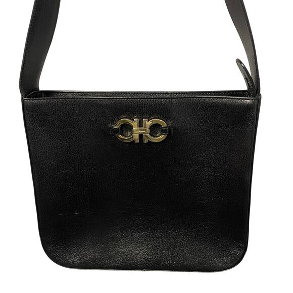 Vintage Salvatore Ferragamo Black Leather Gold Hardware Shoulder Bag AS IS - Picture 1 of 13